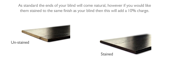 Stained Slat Ends for wood Venetian blinds