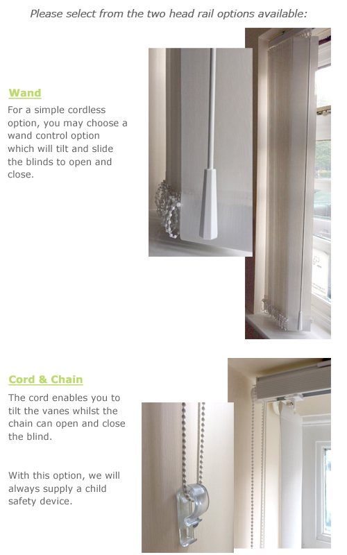 Head rail options for vertical blinds