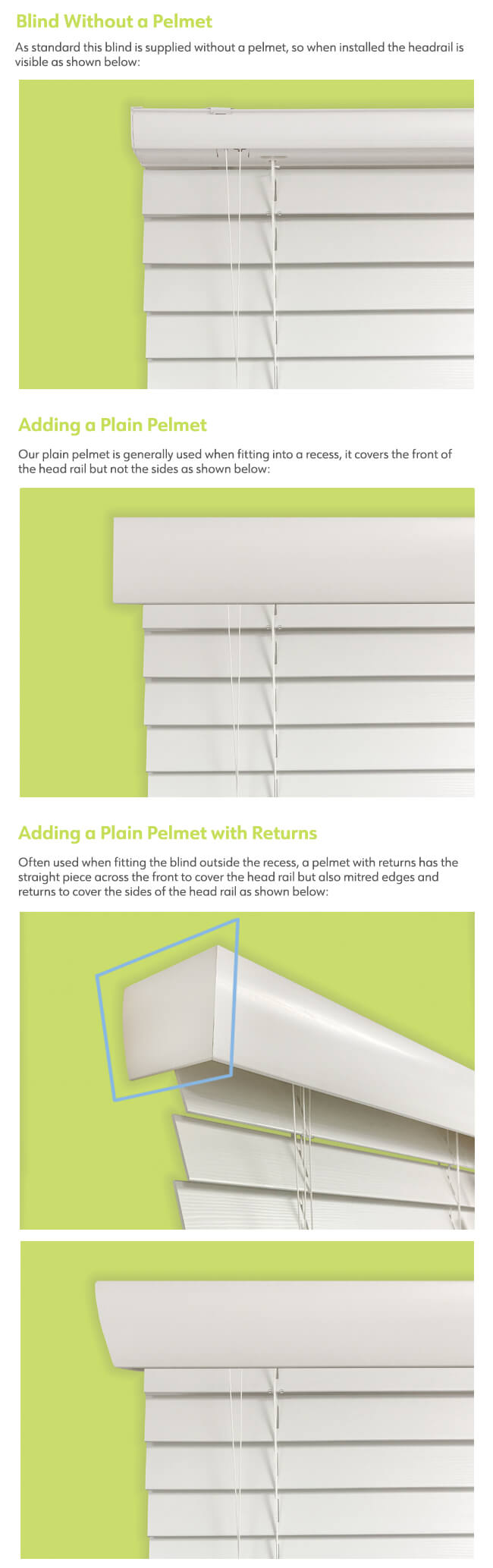 Decorative Pelmet Options