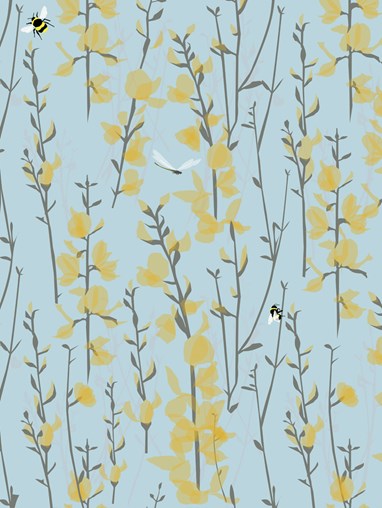 Broom and Bee Sky Roller Blind by Lorna Syson