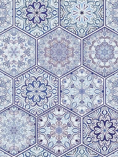 Moroccan Tile Blue Roller Blind