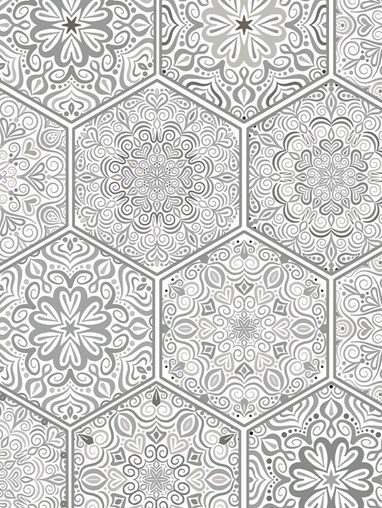 Sheer Moroccan Tile Grey Roller Blind