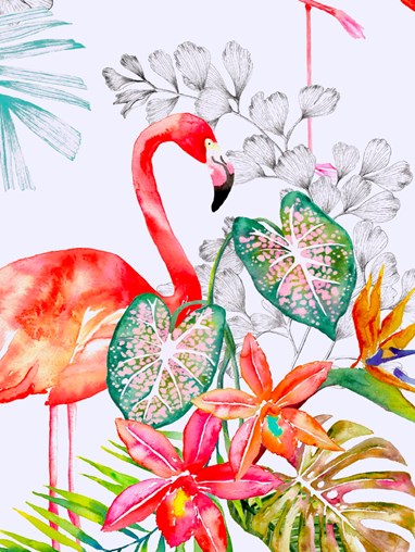 Tropical Flamingo Bright Floral Roller Blind
