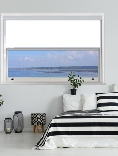 White Chain Operated Total Blackout Roller Blind