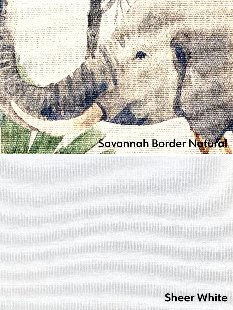 Blackout Safari Border Natural and Sheer White Double Roller Blind