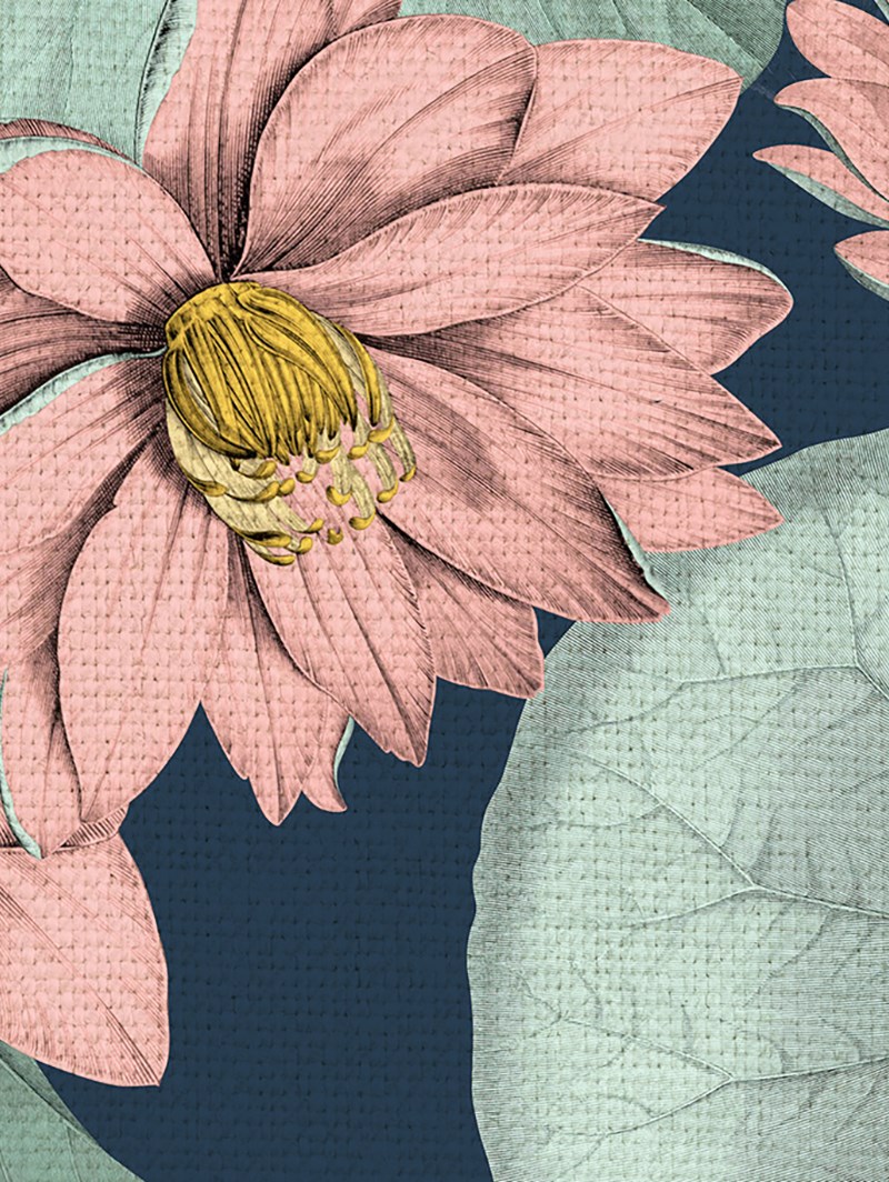 Sacred Lotus Marine Floral Roller Blind by Boon & Blake