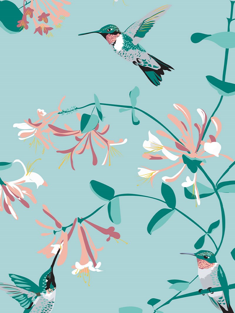 Hummingbird Mint Roller Blind by Lorna Syson