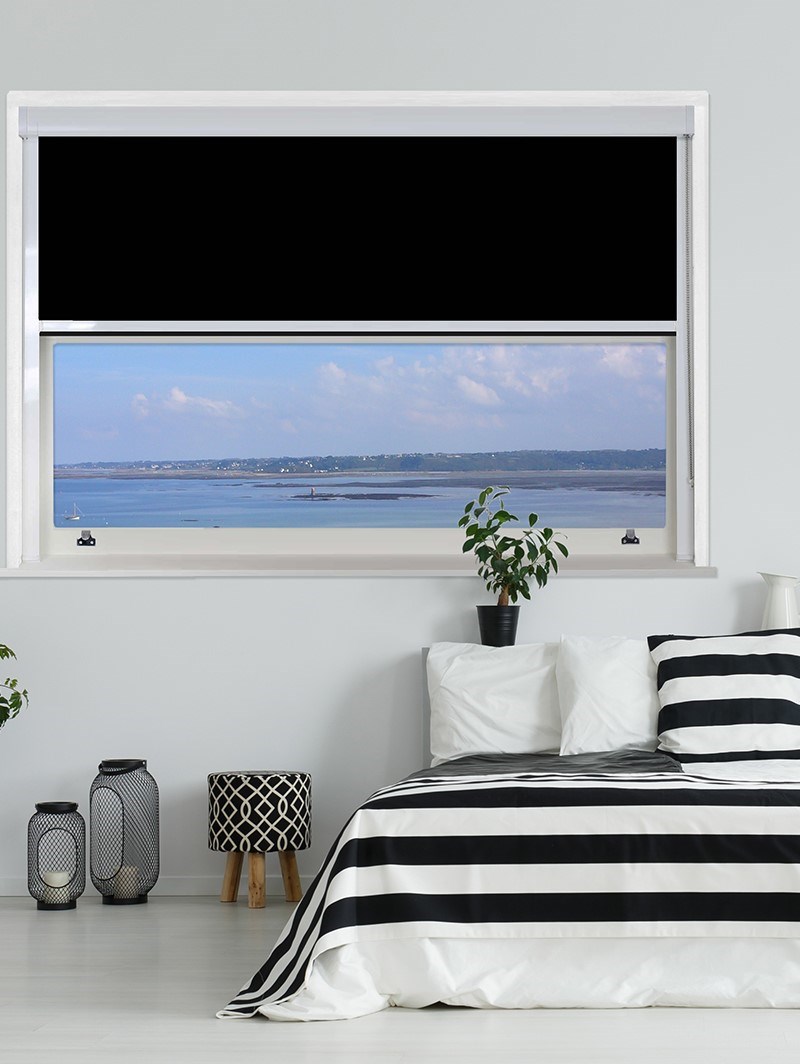 Black Chain Operated Total Blackout Roller Blind