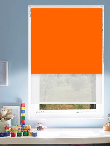 Blackout Action Orange and Sheer White Double Roller Blind