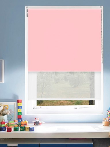Blackout Bambino and Sheer White Double Roller Blind
