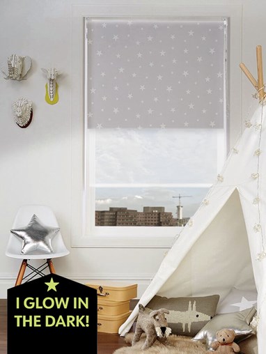 Blackout Glow In The Dark Stars and Sheer White Double Roller Blind