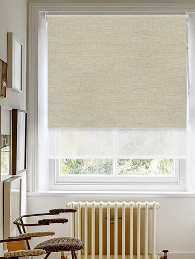 Blackout Grey Linen and Sheer White Double Roller Blind