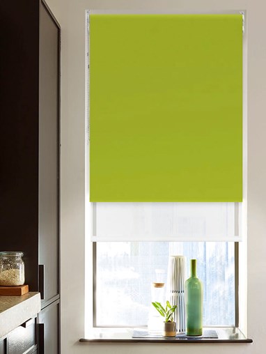 Blackout Lime Green and Sheer White Double Roller Blind