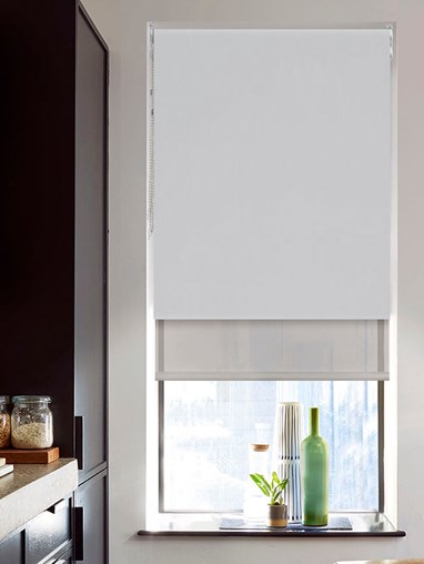 Blackout Magnetic Grey and Sheer Metal Double Roller Blind