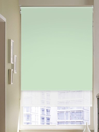 Blackout Mint Green and Sheer White Double Roller Blind