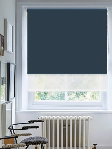 Blackout Navy and Sheer White Double Roller Blind