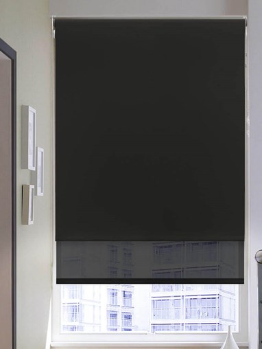 Blackout Pitch Black and Sheer Black Double Roller Blind