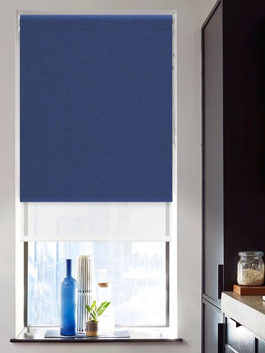 Blackout Royal Blue and Sheer White Double Roller Blind
