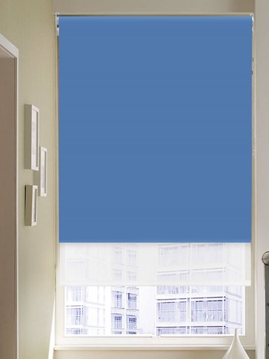 Blackout Sky Blue and Sheer White Double Roller Blind