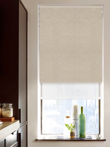 Blackout Urban Grey and Sheer White Double Roller Blind