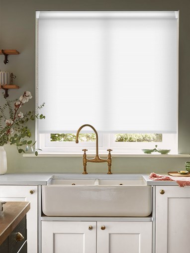 White Stitched Stripe Daylight Grip Fit Roller Blind