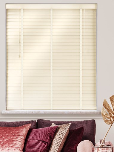 Gloss Creme Real Wood Venetian Blind With Vanilla Tapes