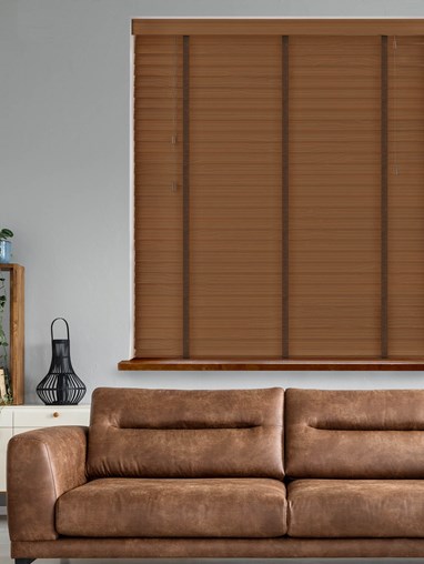 Walnut Real Wood Venetian Blind With Cocoa Tapes