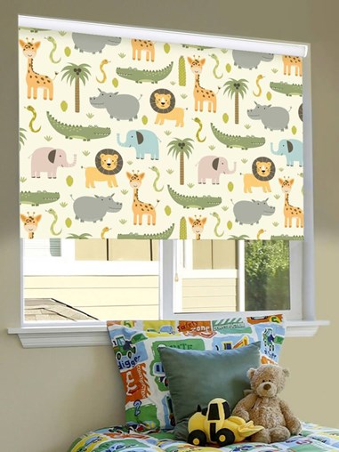 At The Zoo Cordless Spring Loaded Roller Blind