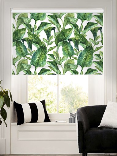 Jungle Leaves Day Daylight Cordless Spring Loaded Roller Blind
