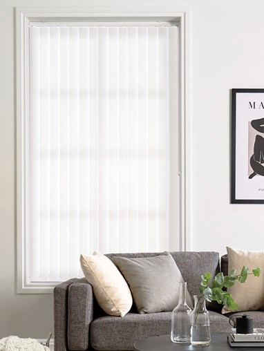 Tiree Pure White 89mm Daylight Vertical Blind