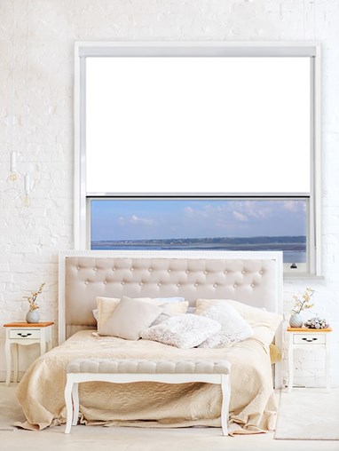 White Chain Operated Total Blackout Roller Blind | For Extra Large Windows
