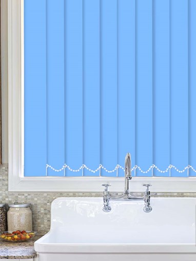 French Blue Plain Waterproof 89mm Vertical Blind Replacement Slats