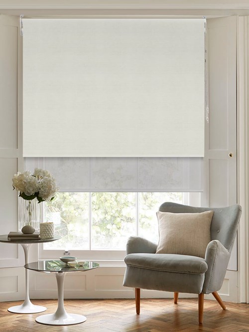 Blackout Pale Grey and Sheer Metal Double Roller Blind