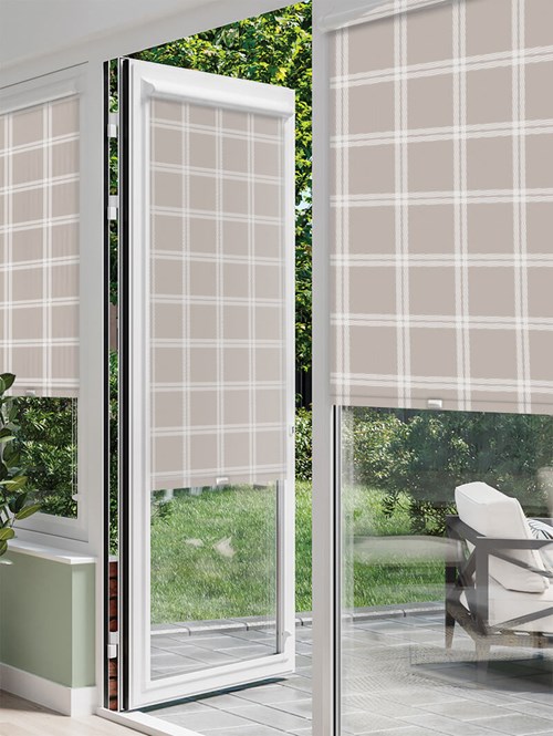 Herringbone Check Taupe Perfect Fit Roller Blind