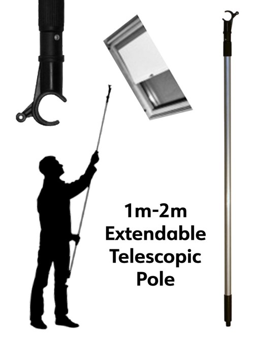 Extendible 1-2 Metre Metal Pole for Skylight Blinds