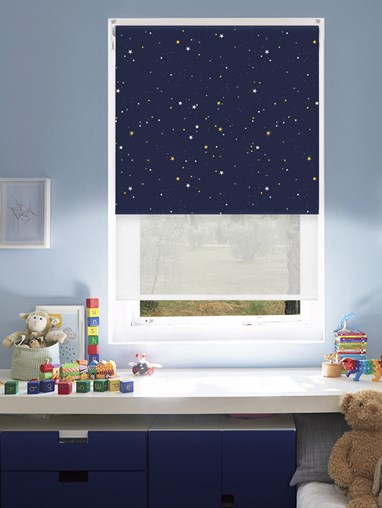 Blackout Starry Night and Sheer White Double Roller Blind