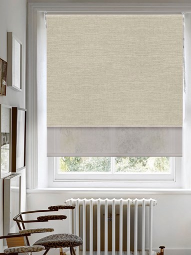 Blackout Grey Linen and Sheer Metal Double Roller Blind