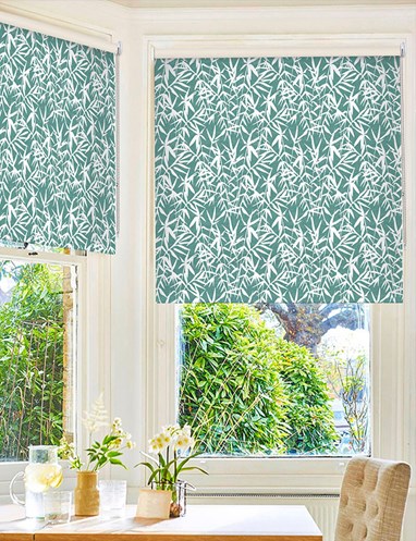 Bamboo Shadows Teal Floral Roller Blind