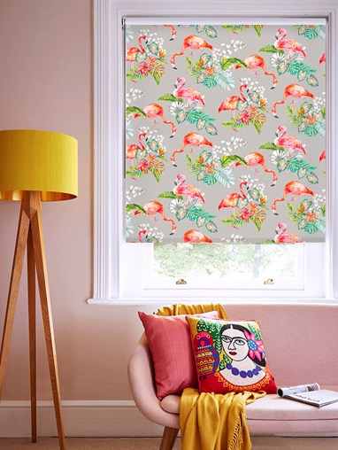 Tropical Flamingo Stone Floral Roller Blind