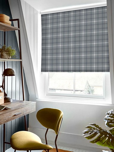 Wallace Check Metal Grey Roller Blind