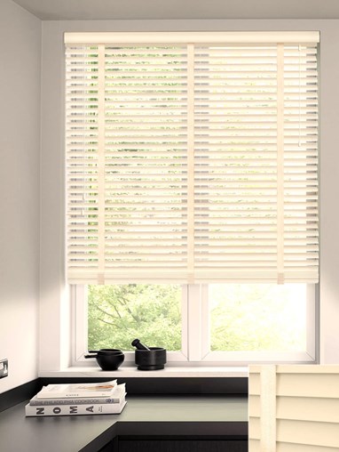 Warm White Real Wood Venetian Blind With Tapes