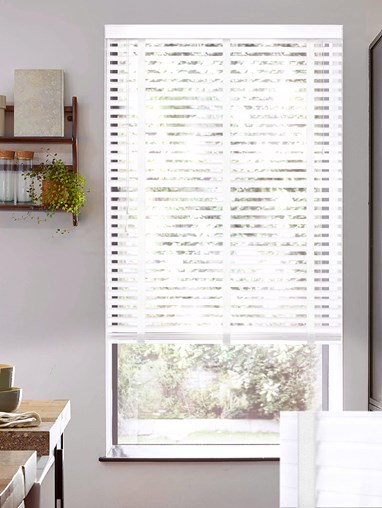 High Gloss White 50mm Faux Wood Venetian Blind With Tapes