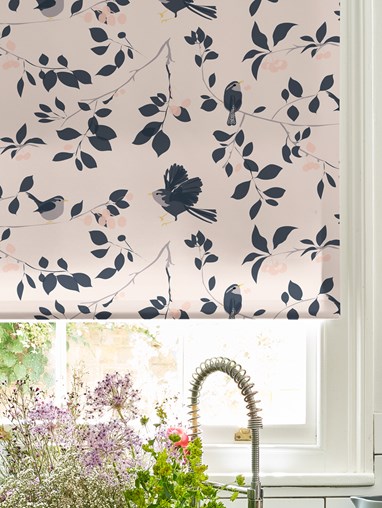 Wren and Cherry Roller Blind by Lorna Syson