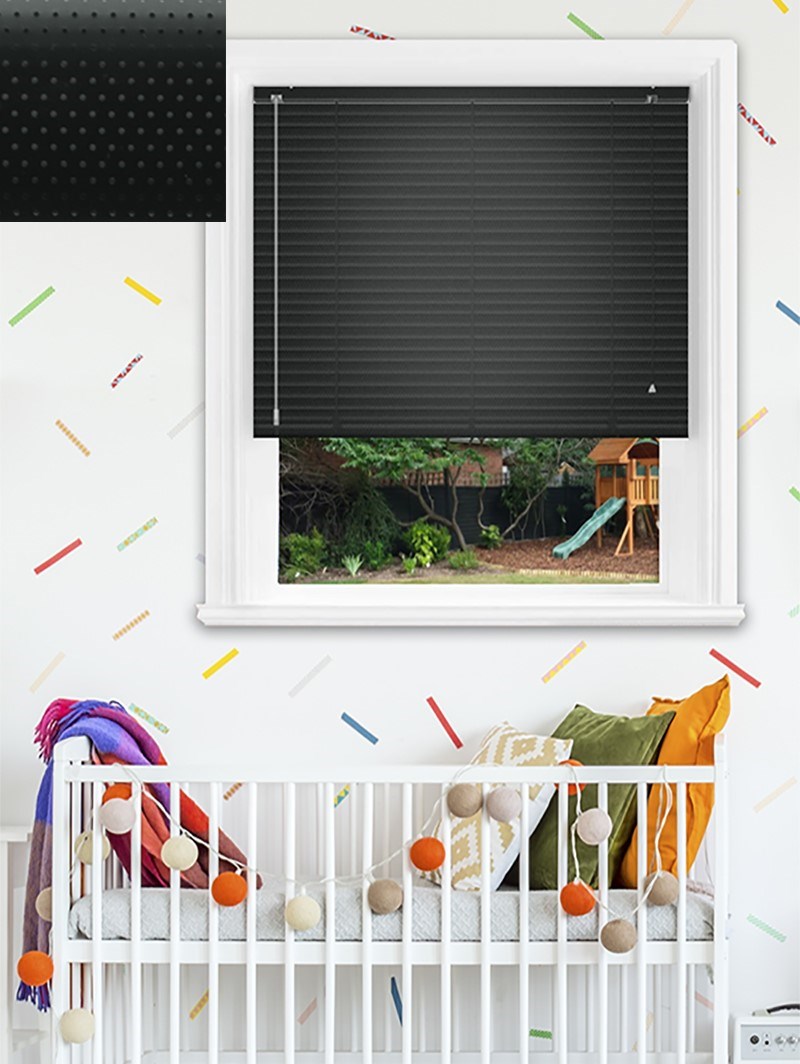 Black Perforated 25mm Aluminium Blind