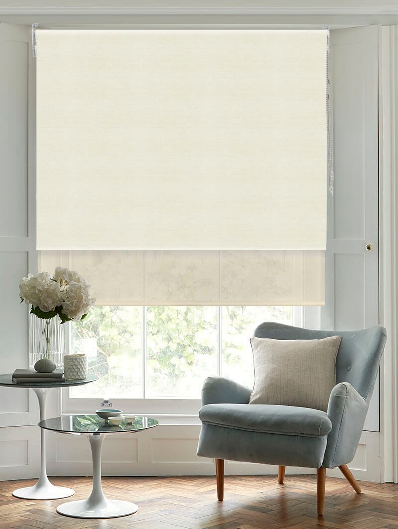 Blackout Bone Ivory and Sheer Cream Double Roller Blind