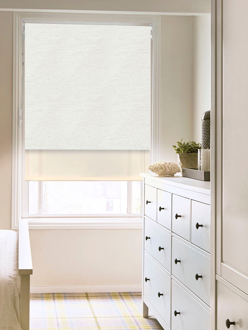 Blackout Linen and Sheer Cream Double Roller Blind