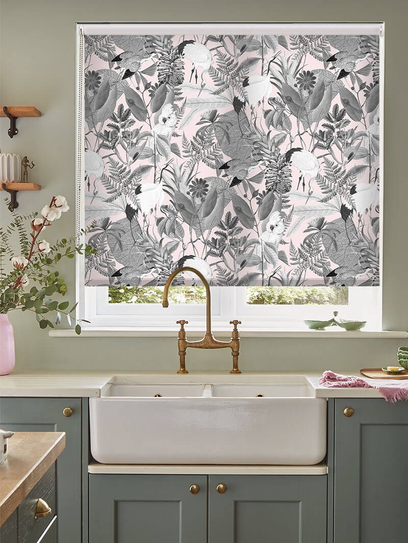 Oriental Aviary Blush Roller Blind by Boon & Blake