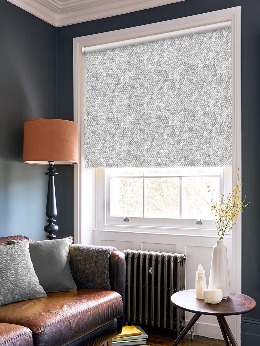 Linear Luxe Geometric Charcoal Roller Blind
