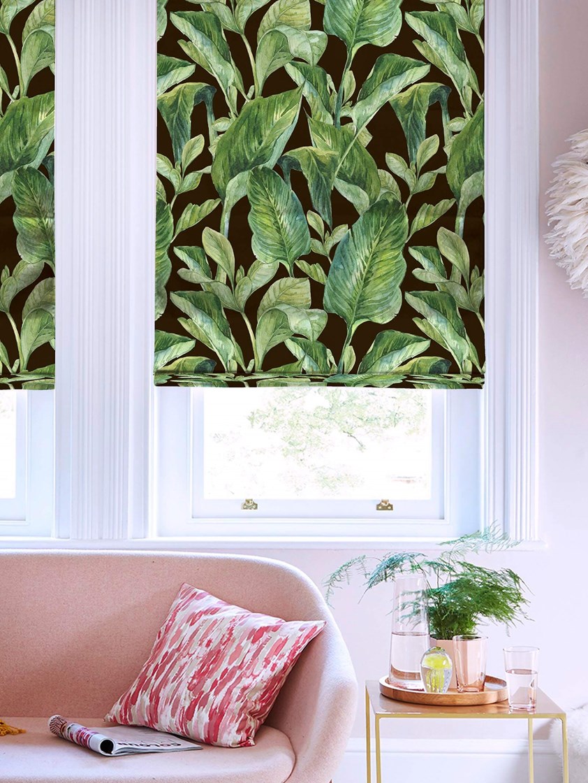 Jungle Leaves Night Roman Blind