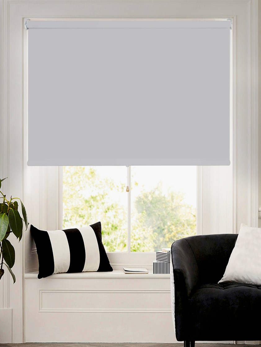 Grey Blackout Cordless Roller Blind Spring Loaded